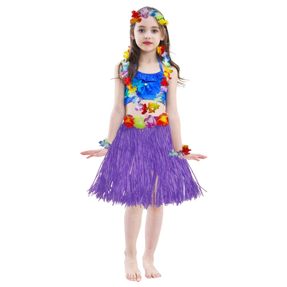 Girls Hawaiian Dress Hula Dancer Grass Skirt Luaus Beach Parties Outfit