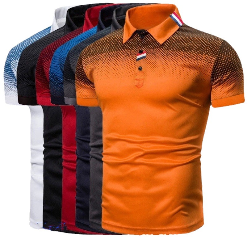 2023 New Men's Summer Trend Dotted Printed Slim Fit Short Sleeve Polo ...