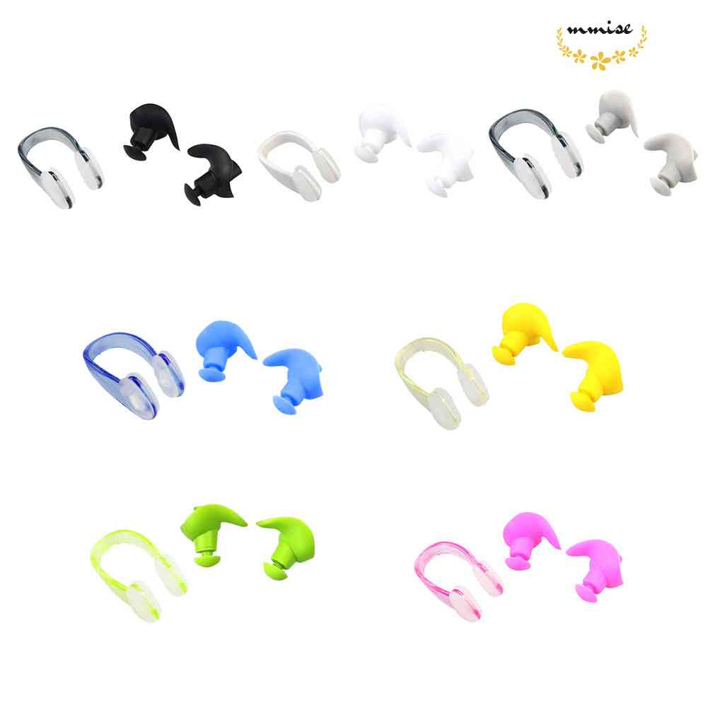Soft Silicone Swimming Earplugs Nose Clip Set Adult Kid Soundproof Ear ...