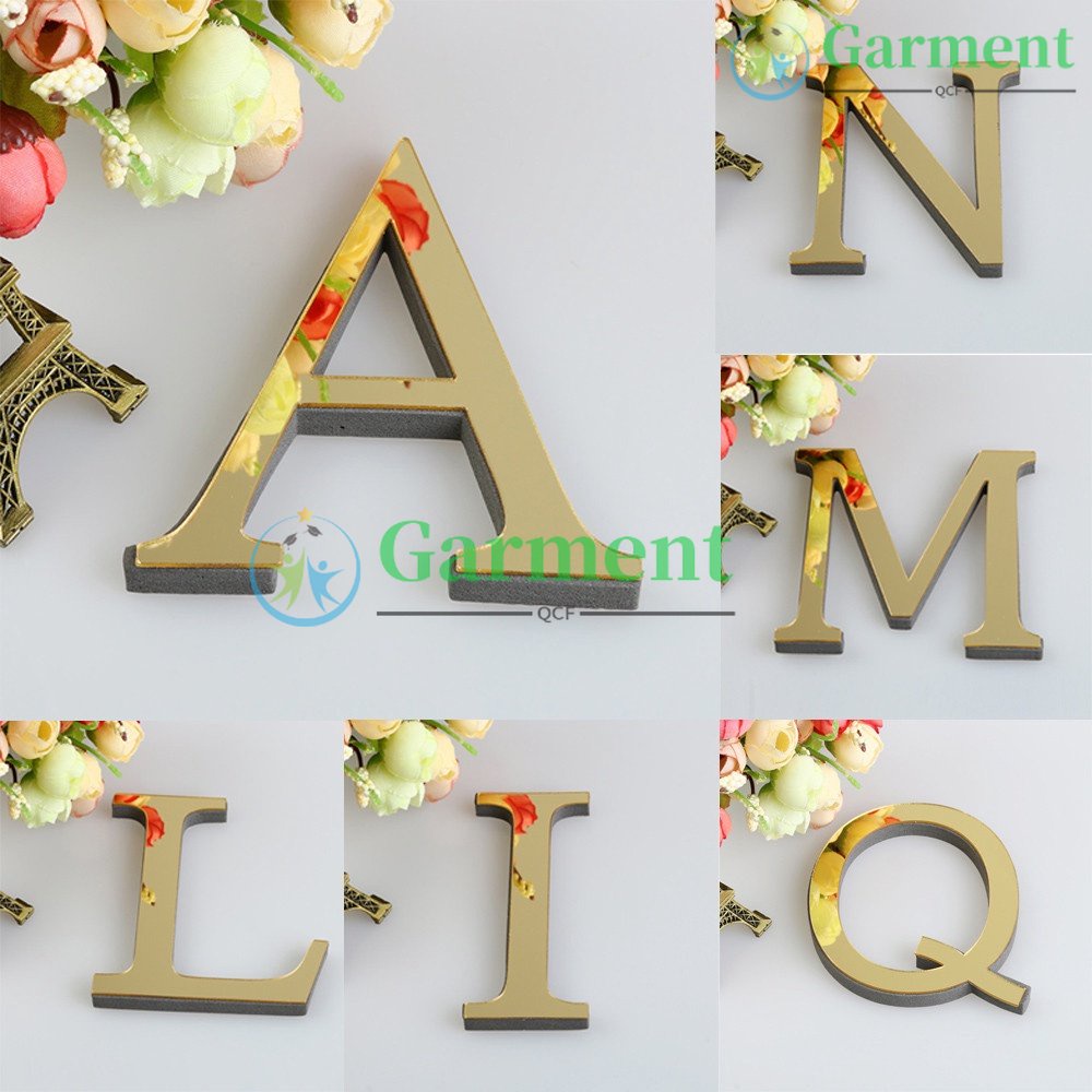 26 Letters DIY 3D Mirror Acrylic Wall Sticker Decals Home Decor Wall ...