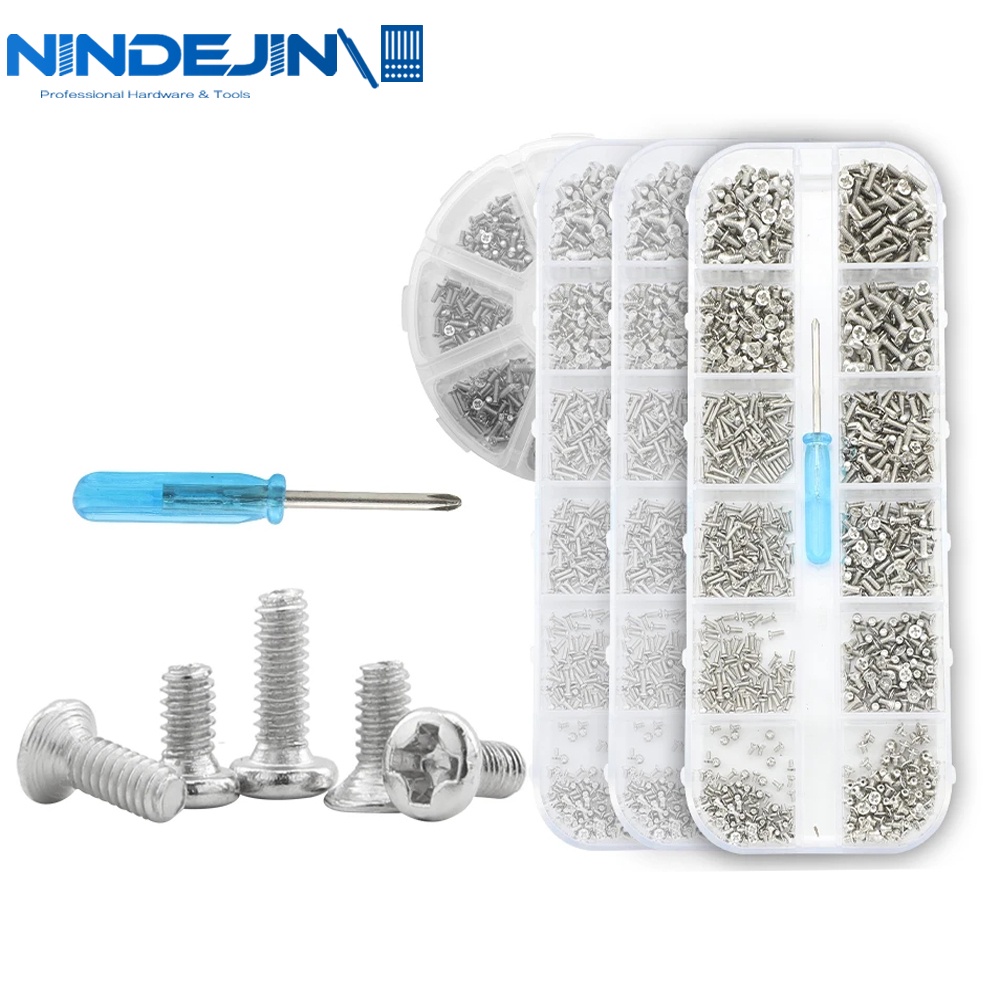 NINDEJIN Cross Mini Laptop Computer Screw Kit Nickel Plated M1 M1.2 M1.4 M1.7 M2 M2.5 Phillips