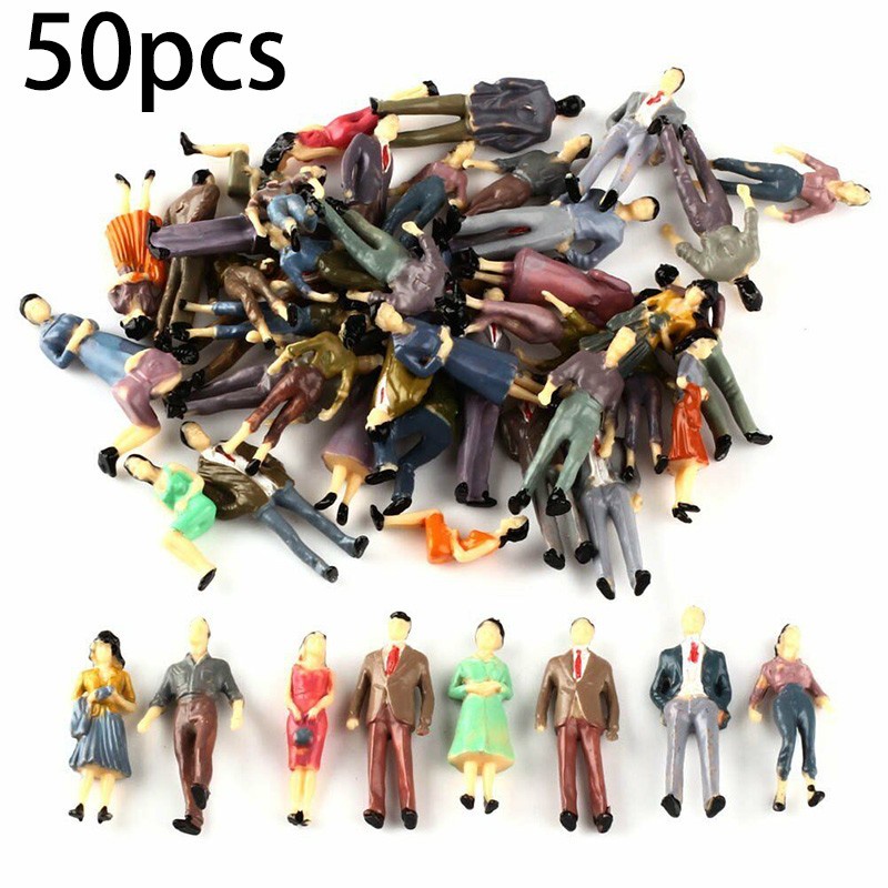 50Pcs Model People Figures Passenegers Train Scenery 1:50 Scale Mixed ...