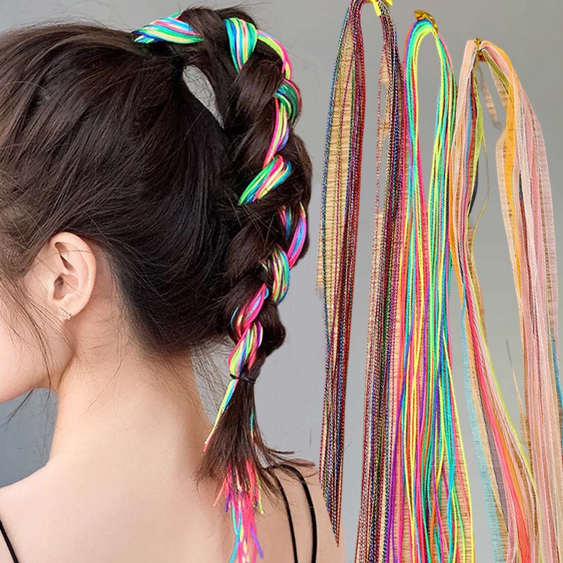 Hot Sale Kids 90cm Mix Colorful Hair Braids Rope Strands Girls DIY