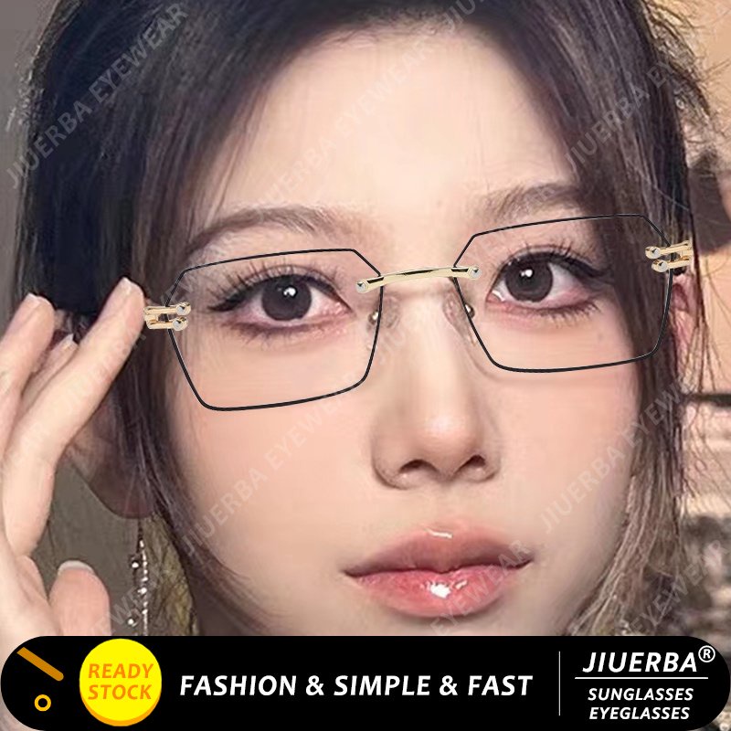 Jiuerba Black Gold Frame Rectangular Anti Blue Light Eyeglasses Metal