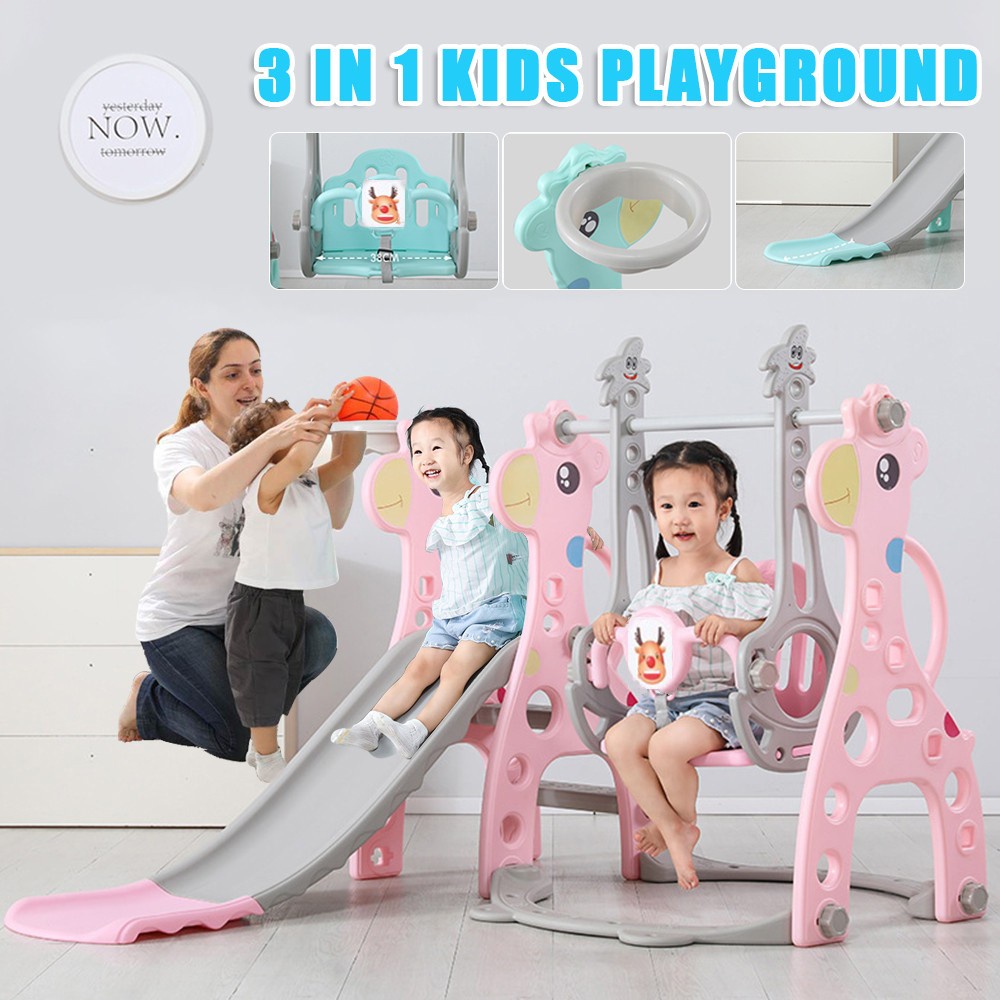 Children 3 In 1 Slide Swing Combination Toys Baby Indoor Slide Kids