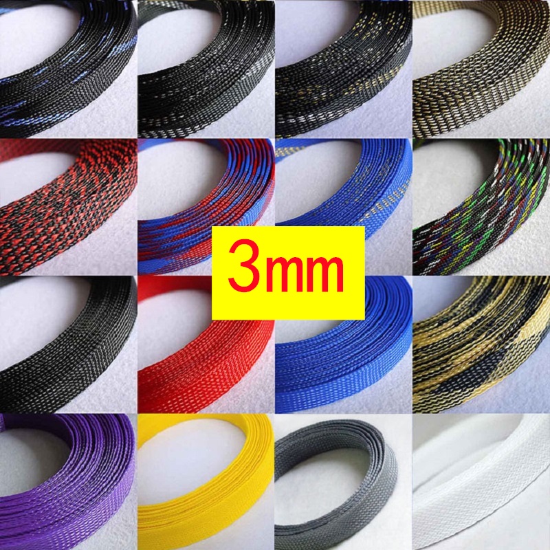 5Meters 3mm Tight High Density Braided PET Expandable Sleeving Cable  Insulated Wire Line Sheath Harness Line Protector Cover Sheath