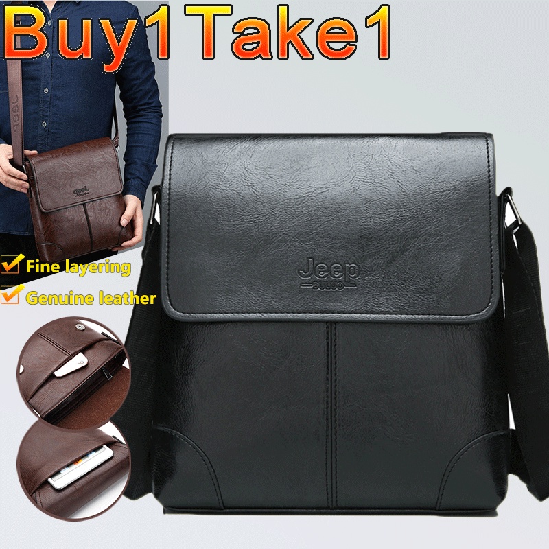 Men's leather shoulder bag large capacity briefcase leather messenger