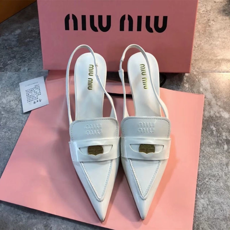 High Heels For Fixed Edition~miumiu Gold Coin Pointed Toe Cat Heel ...