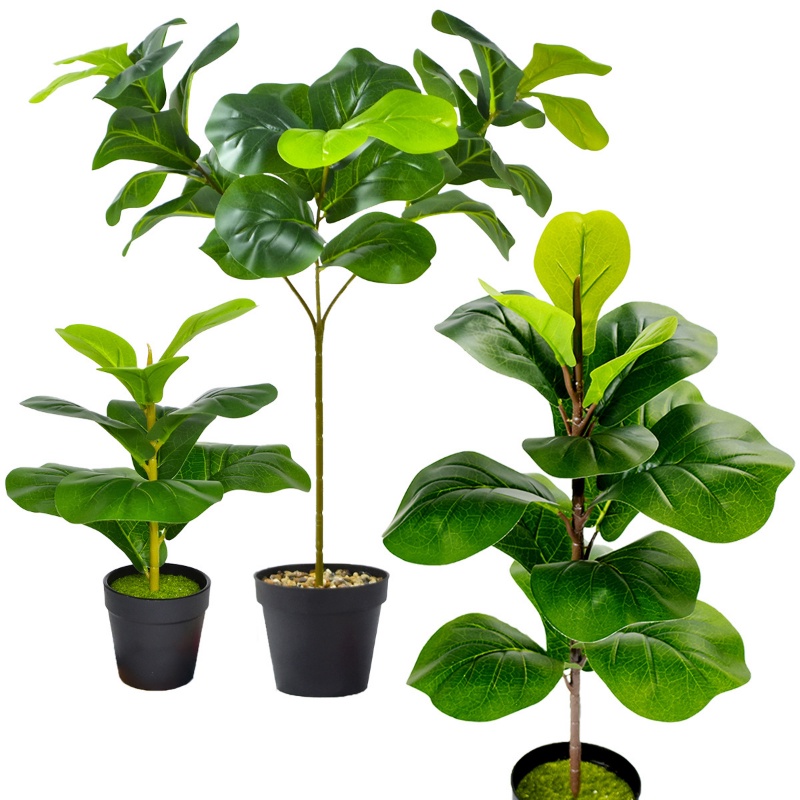 Artificial Fiddle Leaf Fig Tree/Fake Ficus Lyrata Plant with 15 Leaves Faux Plants for Indoor