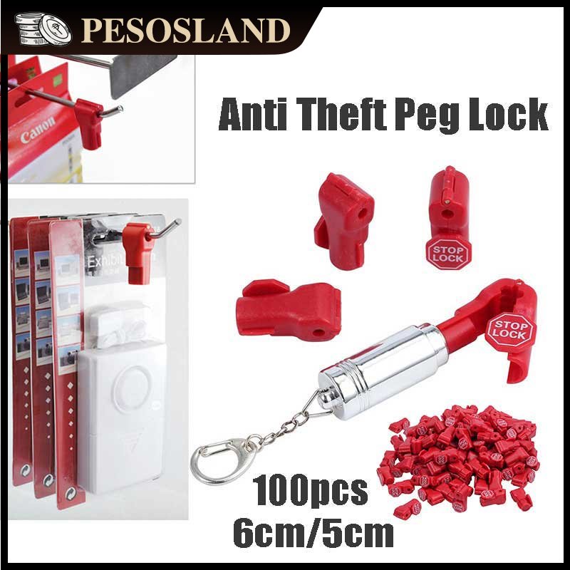 100Pcs Peg Hook Stop Lock Anti Theft Peg Locks For Retail Shop