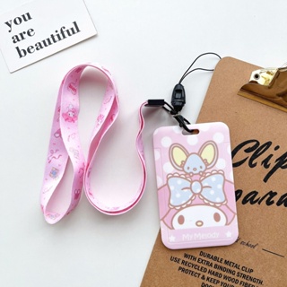 Sanrio Hard Card Holder with Rope Slide Cover Kuromi Cinnamoroll Student ID  Card Bank Card Photo card Hanging Neck Holder