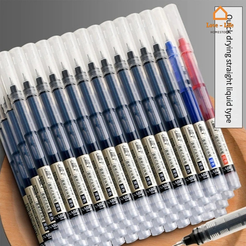 3 Colors Quick-Drying Straight Liquid Roller Ball Pen/ Black Blue Ink ...