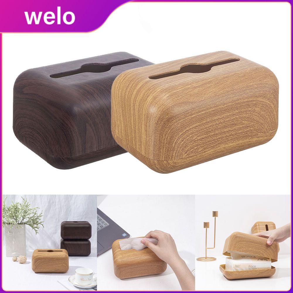 WELO Imitation Wood Grain Tissue Basket Japanese Tissue Box Napkin ...