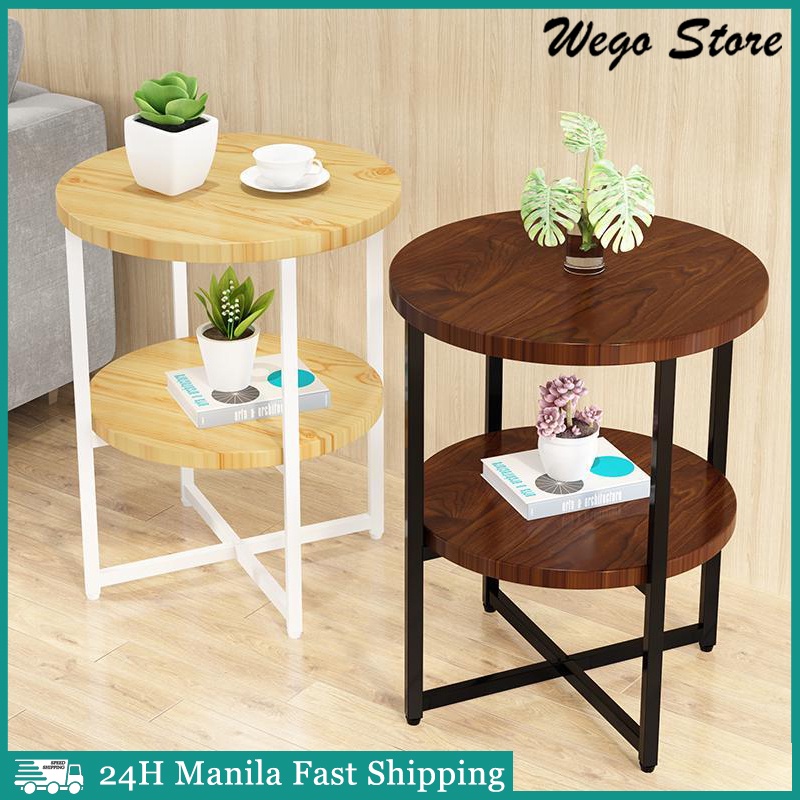 Wooden Round Table Sofa Side Table Simple Tea Table Small Corner Table