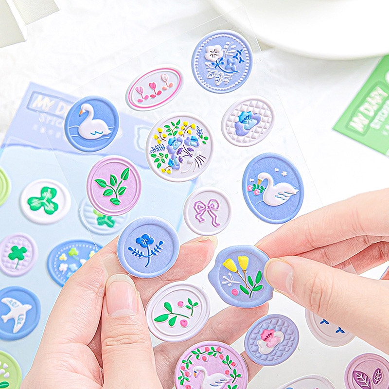 1 Sheet 3D Cute Fire Paint Seal Sticker Diy Material Small Sticker ...