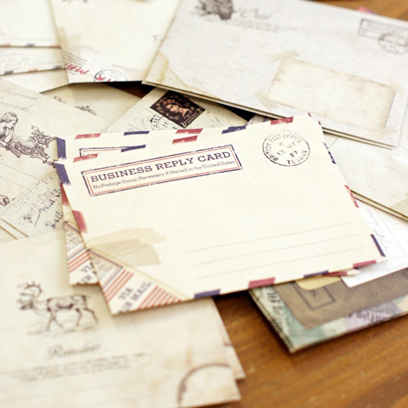 12 pcs 95*72mm Vintage Small Mini Kraft Paper Window Envelopes Wedding ...