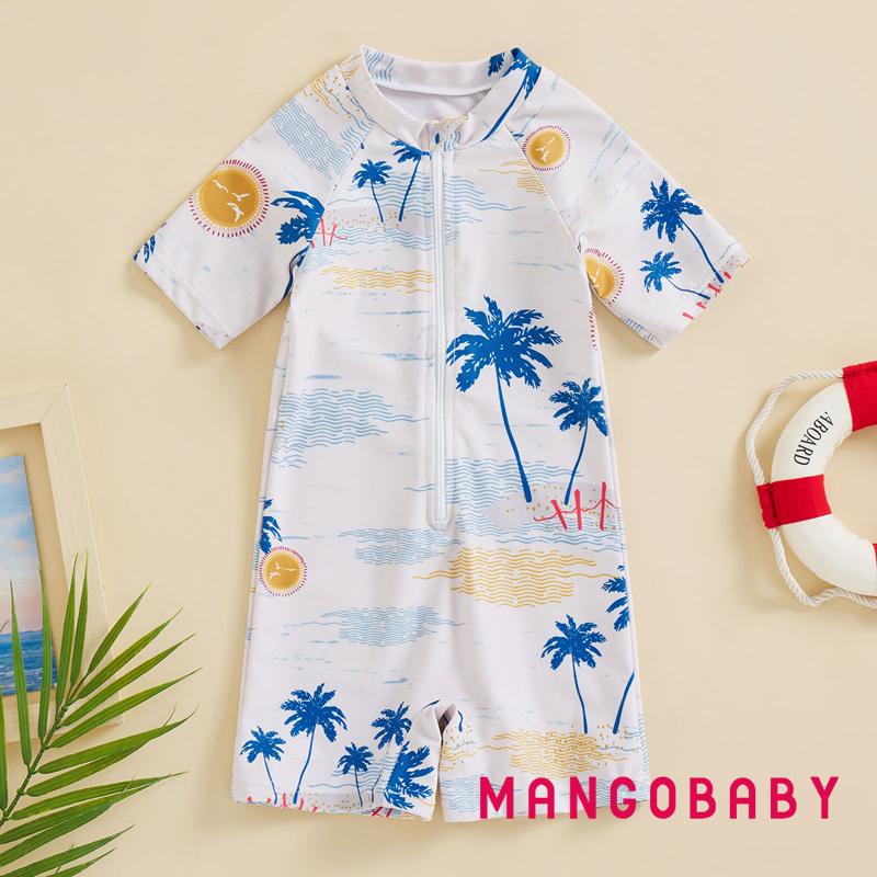 MGBaby Boy Girl Rashguard Swimsuit, Cute Tree Print Short Sleeve Zip