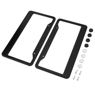 2pcs Black Aluminum Alloy Car Auto Vehicles License Plate Frame Tag ...