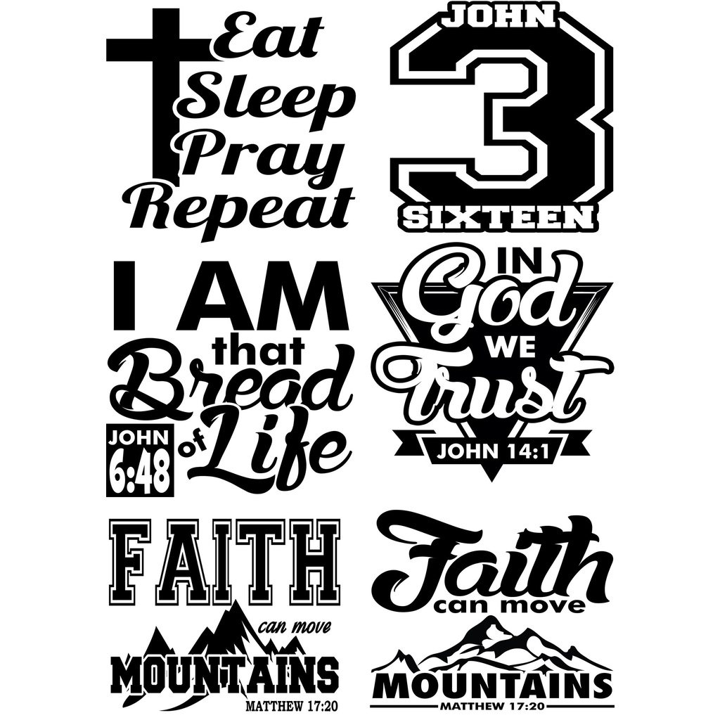 1 SET A4 SIZE 6PCS SET BIBLE VERSE VINYL STICKER A4 SIZE WEATHERPROOF ...