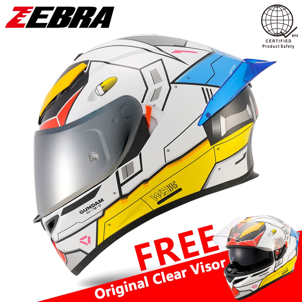 Zebra YM611 MPulse/Gundam Motorcycle Helmet Full Face Dual Visor with