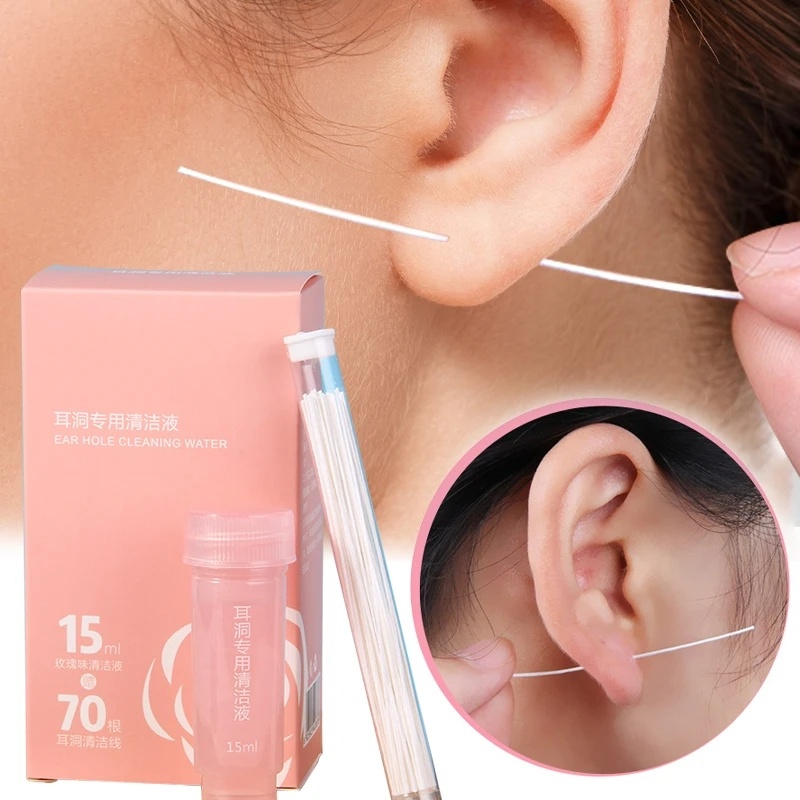 60/70pcs Pierced Ear Cleaning Set Ear Hole Tools Kit Ear Hole Cleaning