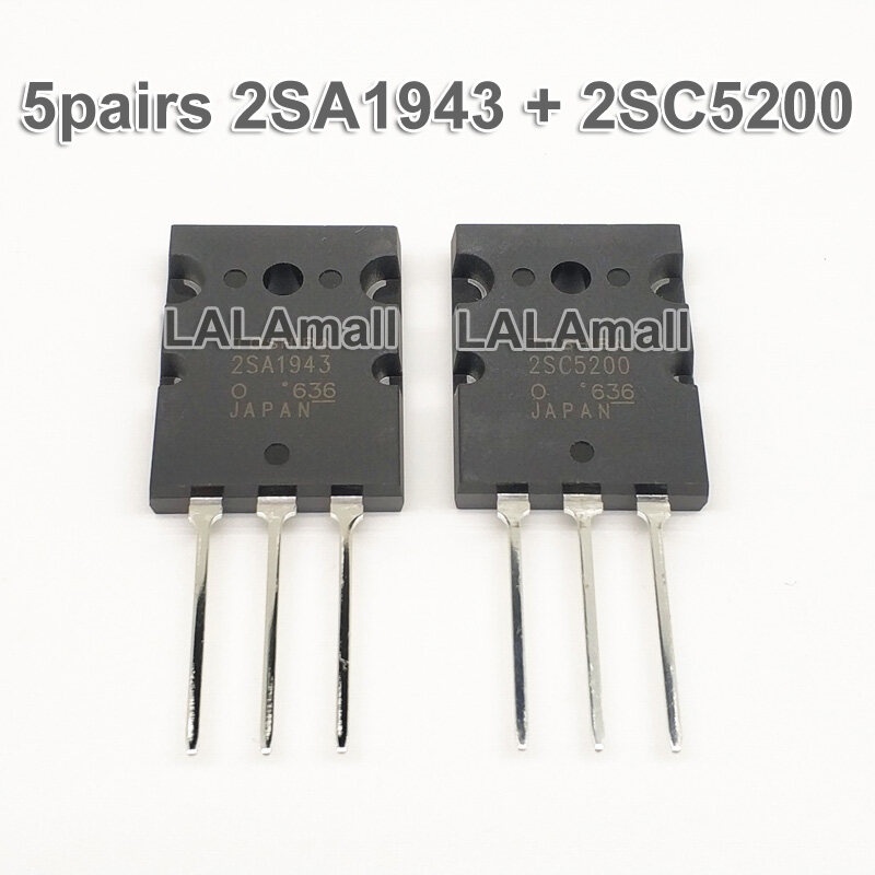 Original (5pcs 2SA1943 + 5pcs 2SC5200 ) TO-3PL A1943 C5200 PNP NPN 15A