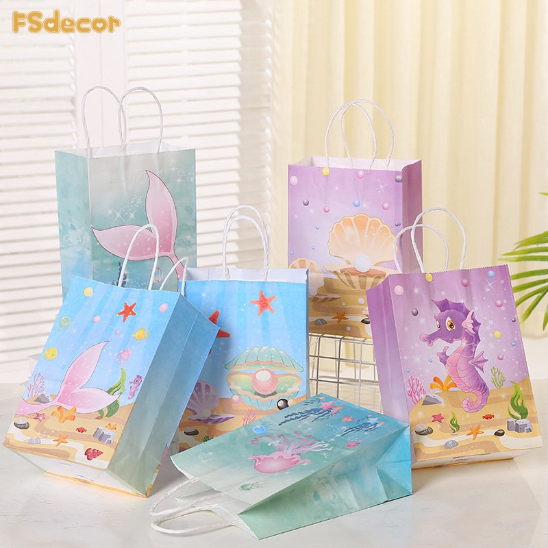 Mermaid Shell Jellyfish Paper Candy Box Gift Bags Kids Birthday Party ...