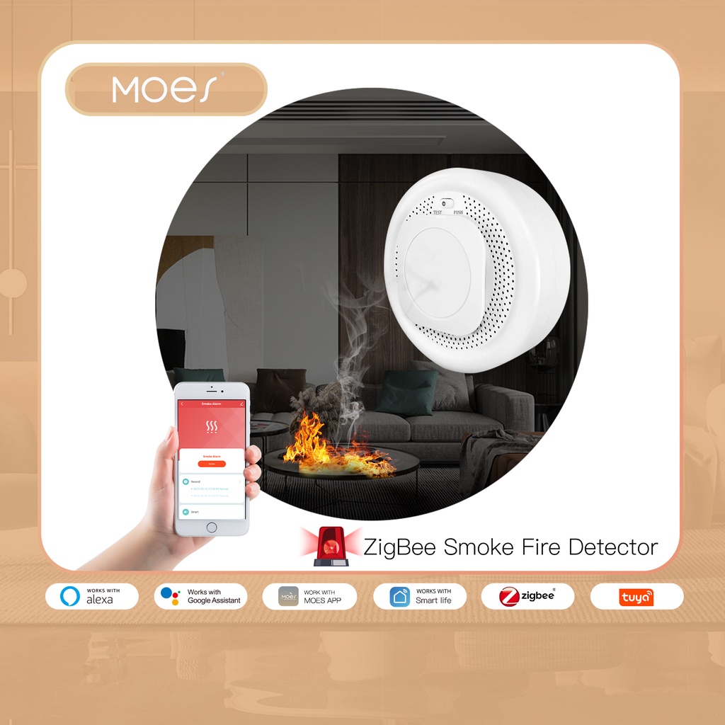 Zigbee Smart Smoke Fire Alarm Sensor Detector Home Security System ...