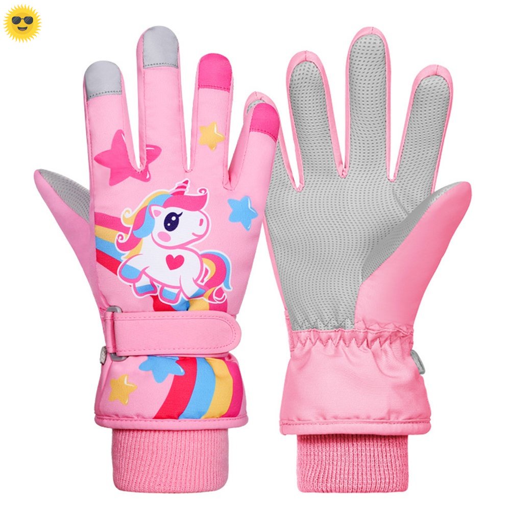 Kids Ski Gloves Winter Warm Nonslip Waterproof Windproof Thick Fleece Boys and Girls Snow