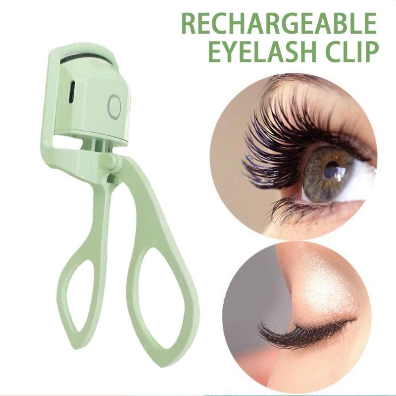 Green Eyelash Curler Portable Electric Heated Perm Comb USB