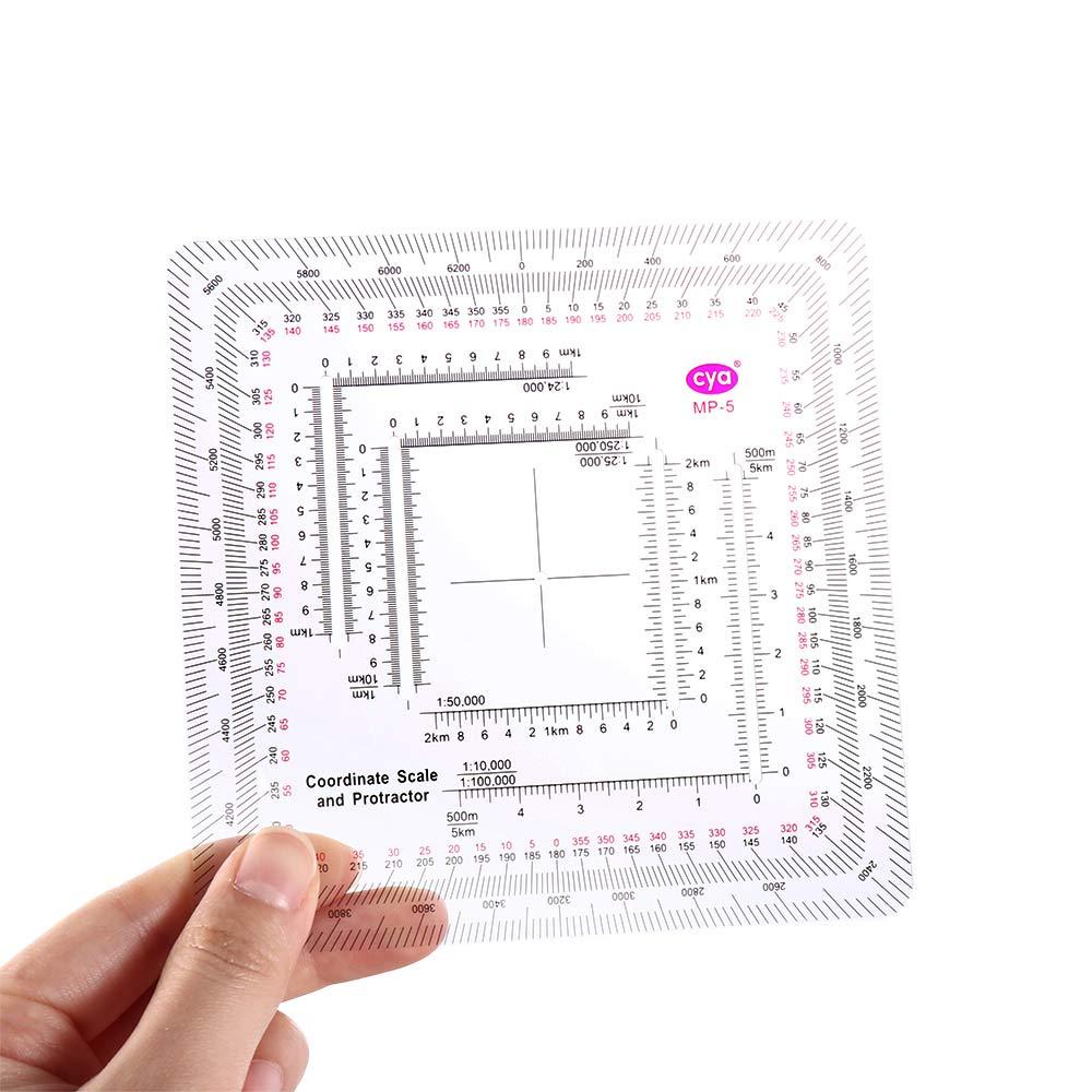 ELEGANT81 Land Navigation Protractor for Camping Square Ruler for ...