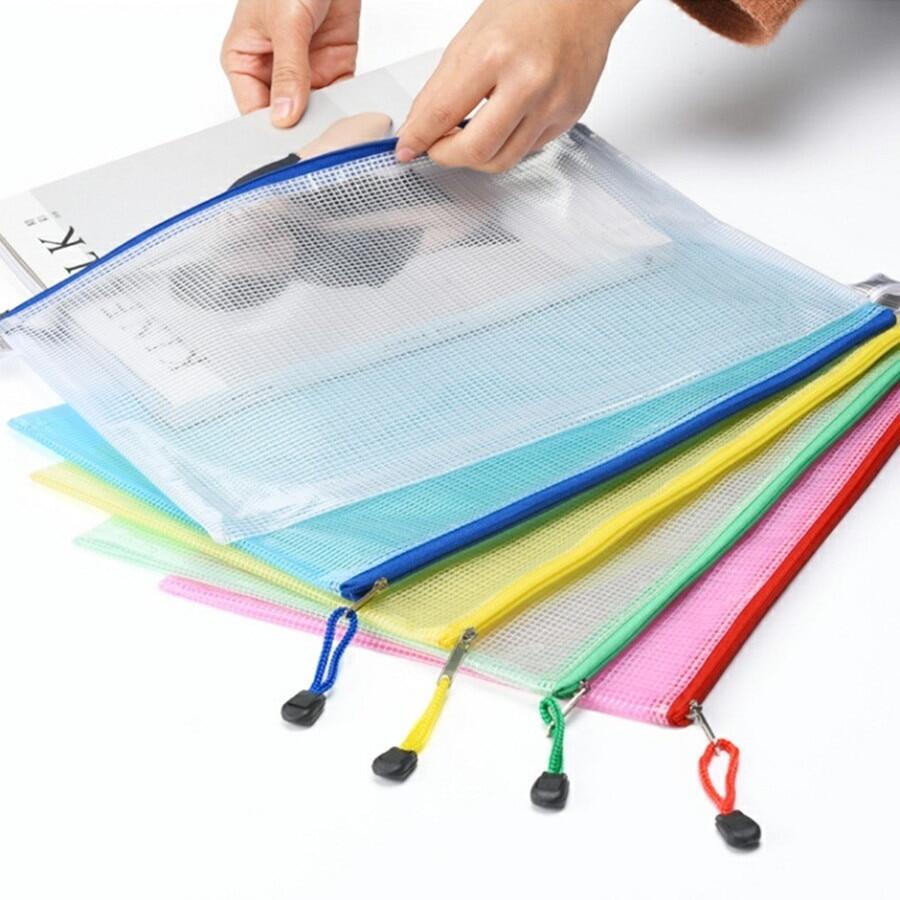 A4 Transparent File Bag Nylon Mesh Zipper File Bag Pencil Bag Exam