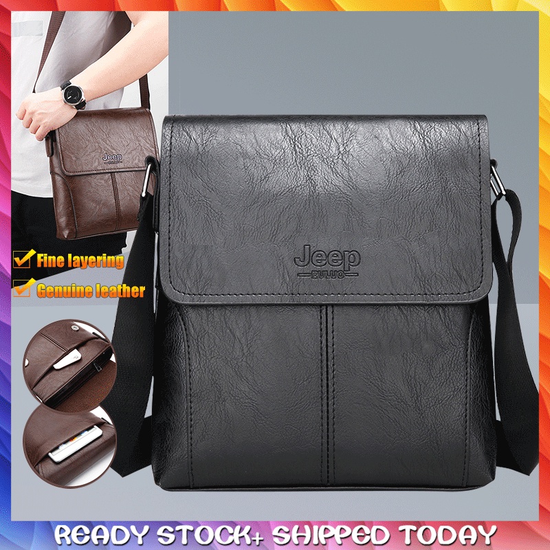 Men's leather shoulder bag large capacity messenger bag business