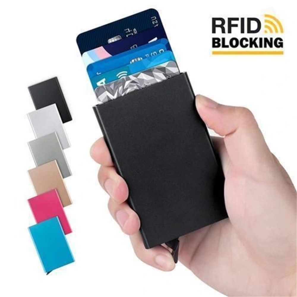 RFID Credit Card Holder Protector Metal Pop up Credit Card Wallet ...