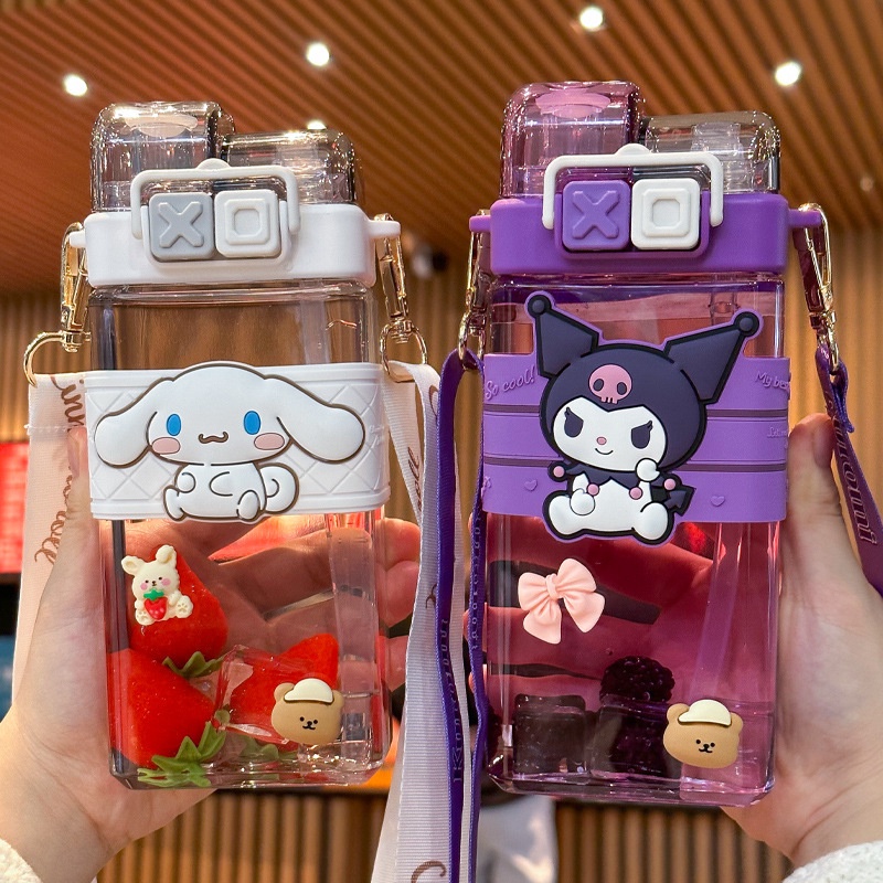 520ml Melody Kuromi Cinnamoroll Plastic Bottle Double Drink Cup ...