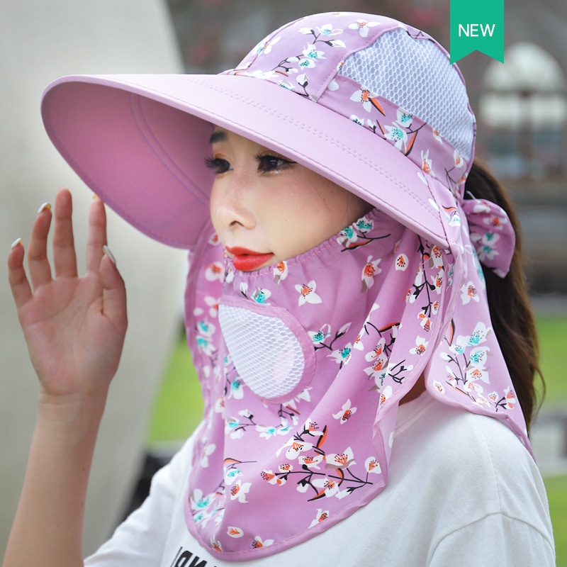 Women's neck protection sunshade shawl sun fisherman hat | Shopee ...