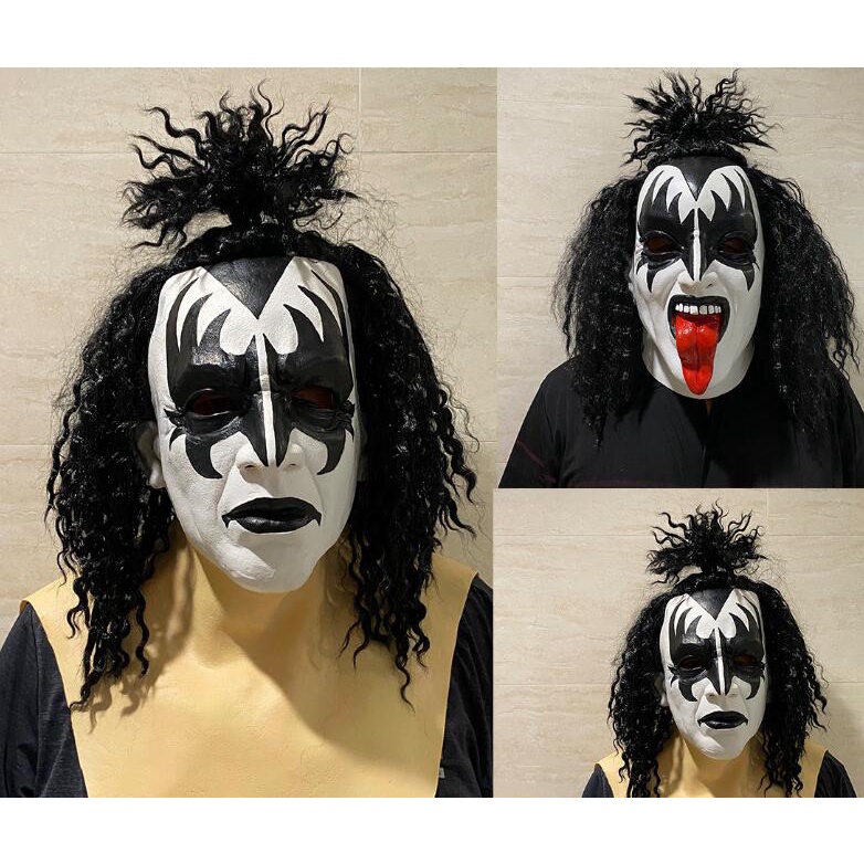 Kiss Band Gene Simmons Punk Latex Mask cosplay Chaim Rock Bar Halloween ...