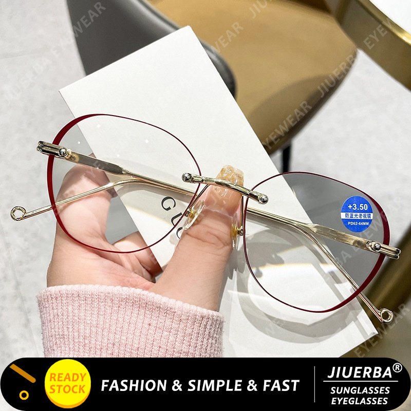 Jiuerba New Fashion Metal Rimless Round Anti Blue Light Reading