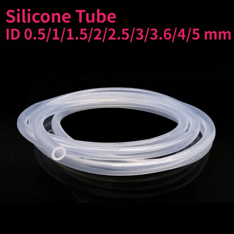 5m Transparent Silicone Rubber Hose, ID 0.5 1 2 3 4