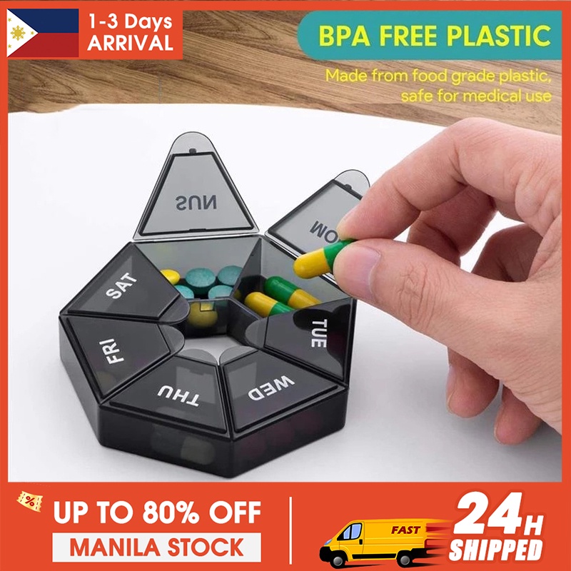 7 Grid Portable Capacity Tablet Dispenser Pill Box Week Outdoor Travel ...