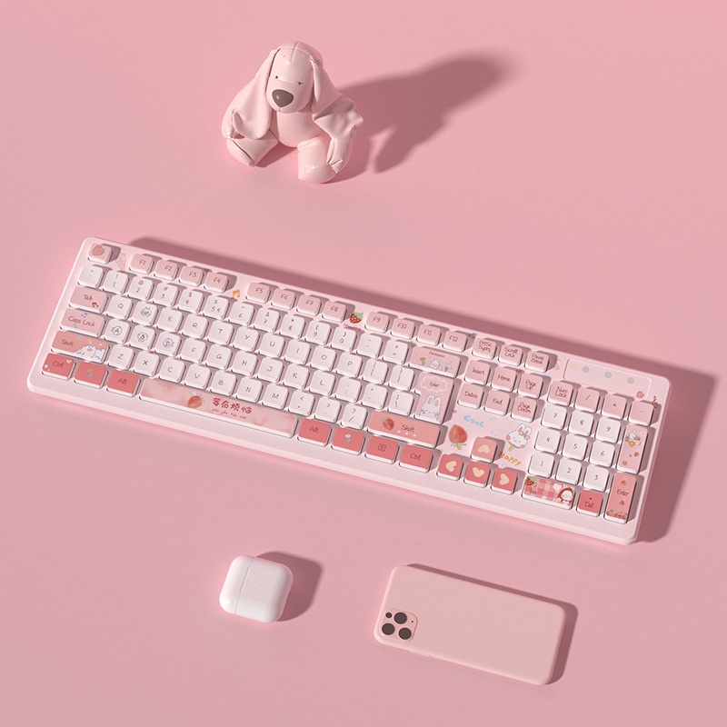 Kawaii Wire Keyboards Pink Wireless Keyboard Gaming Accessories Cartoon ...