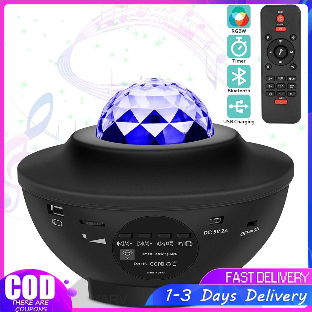 Led star projector night light Galaxy star night light wave projector ...