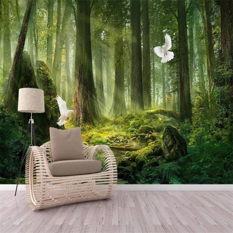 Custom Forest Natural Scenery Wallpaper Home Decor Mural Sofa TV Dining Table Study Living Room