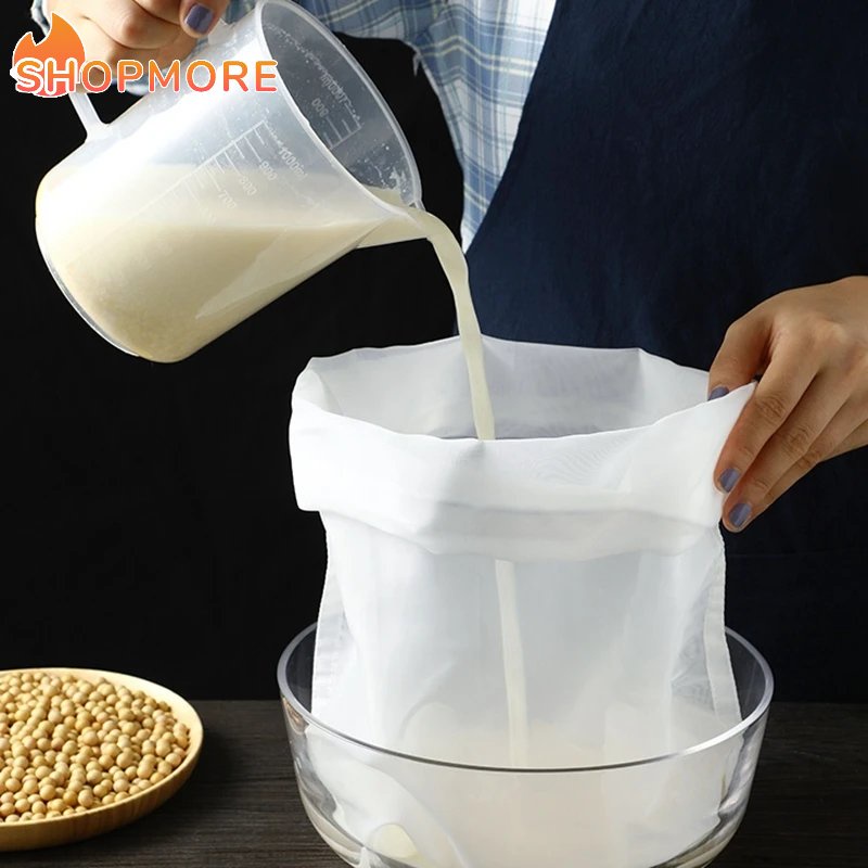 Kitchen Pure Cotton Fine Mesh Nut Milk Strainer/ Reusable Yogurt Coffee ...