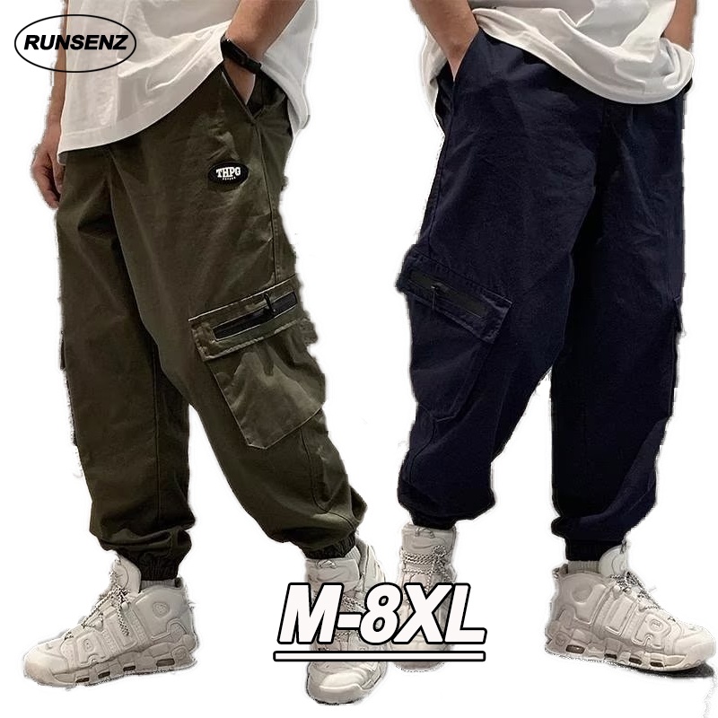 XL8XL Plus Size American Cargo Pants Men Casual Loose Vintage Jogger