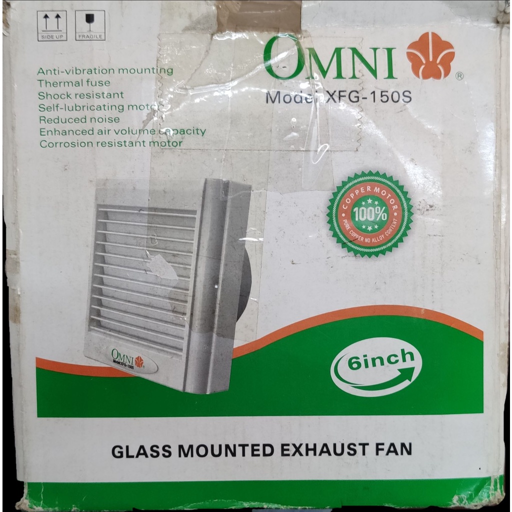 OMNI 6 Inches Glass Mounted Exhaust Fan 220V /200x200mm, 6" Exhaust Fan Glass Mounted XFG150S