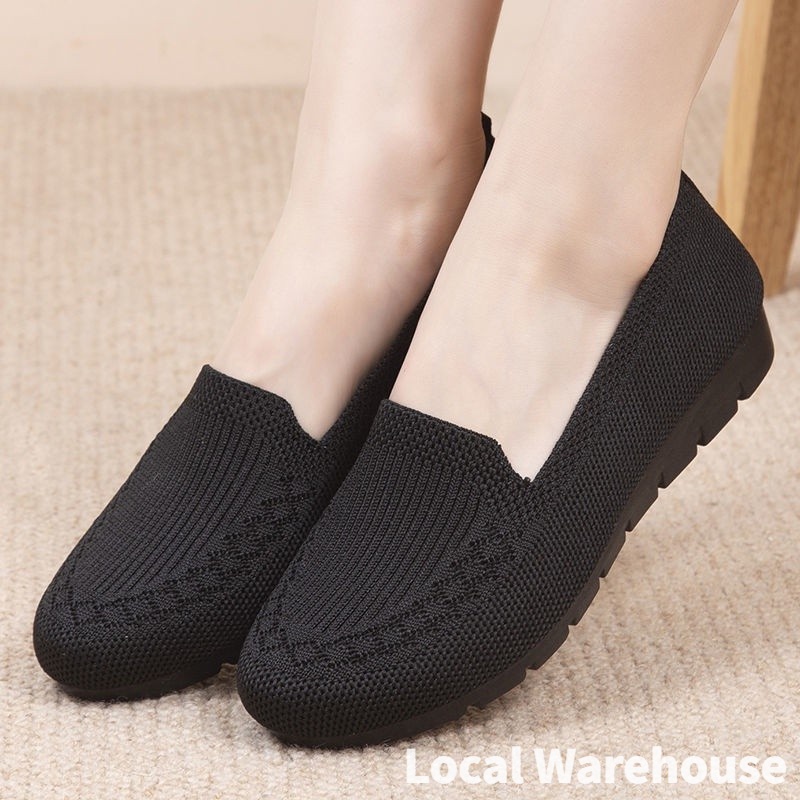 (With Box)Black Soft Classic Breathable Knitted Cute Casual Boat Shoes ...