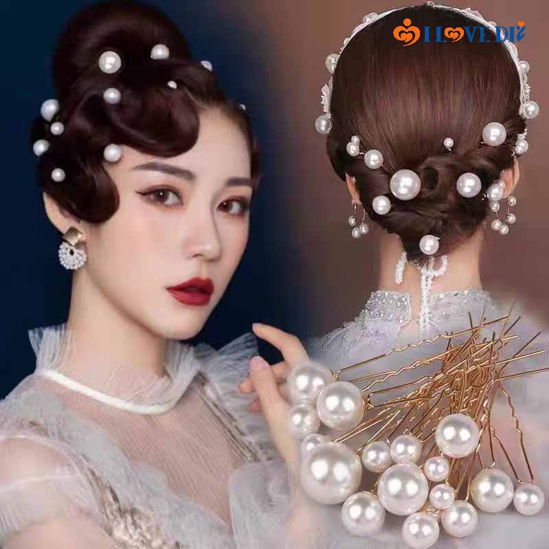 16 Pcs/Set Fashion Antique Simulated Pearl Hairpins/ Bridal Tiara