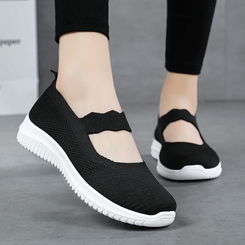 Mary Jane Shoes for Women Rubber Shoes Ladies Slip On Loafers Flat Shoes for Mother Walking Shoes Shopee Philippines