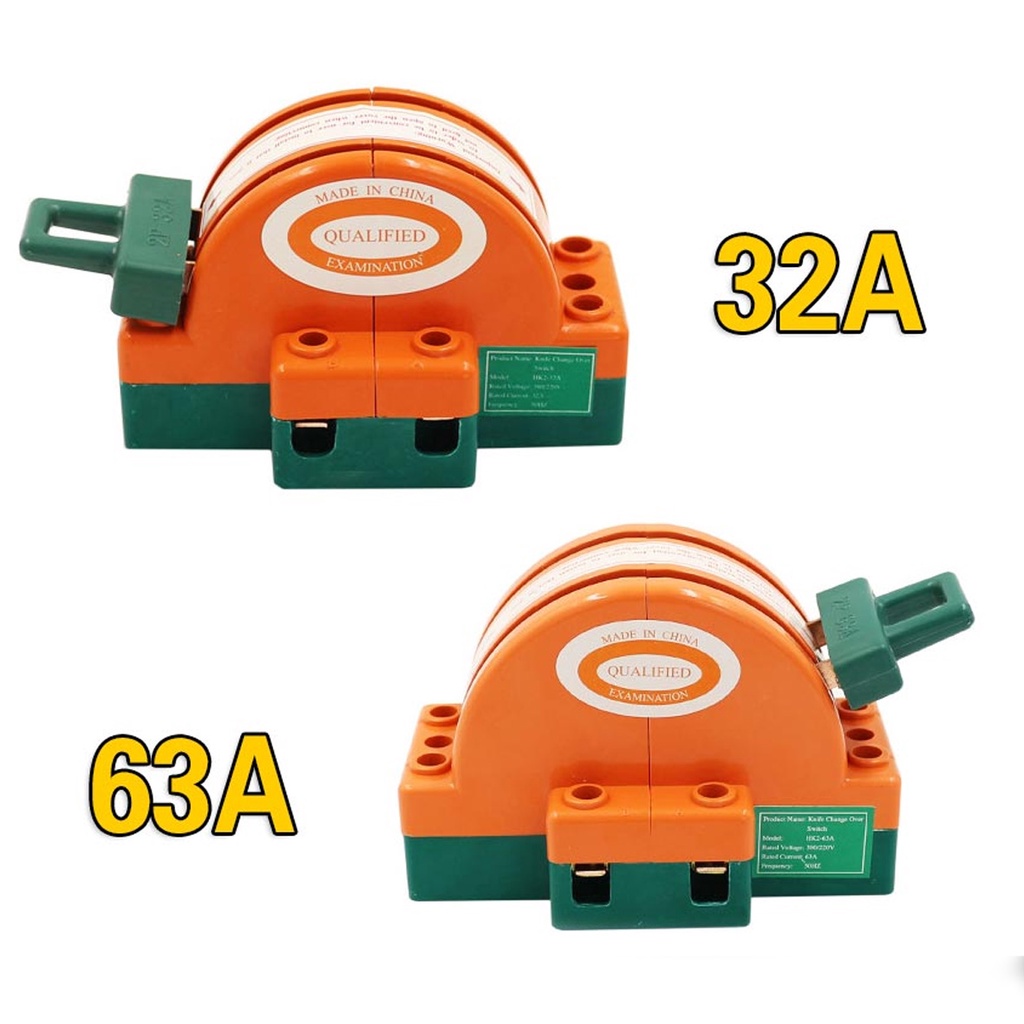 32A/63A 2 Pole Double Throw Changeover Knife Switch Blade Knife DPDT Knife Switch Switches 220V